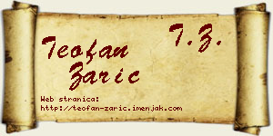 Teofan Zarić vizit kartica
